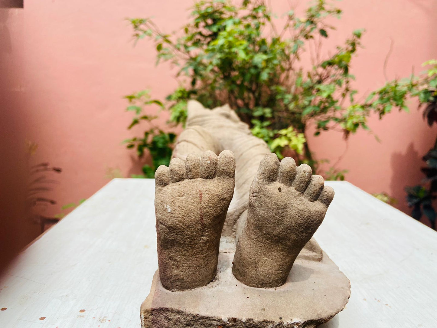 Stone Reclining/Sleeping Garden Buddha Sculpture Buddha 23", Stone Buddha Sculpture, Sleeping Buddha Statue, garden decor, Sleeping buddha