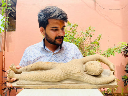 Stone Reclining/Sleeping Garden Buddha Sculpture Buddha 23", Stone Buddha Sculpture, Sleeping Buddha Statue, garden decor, Sleeping buddha