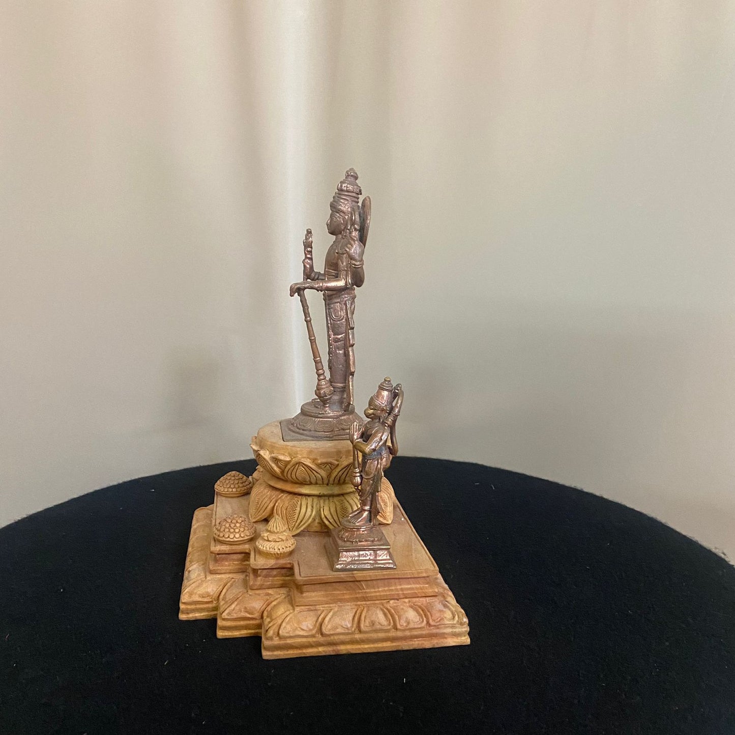 Hand Casted Copper Vishnu Darbar Idols with hand carved wooden base