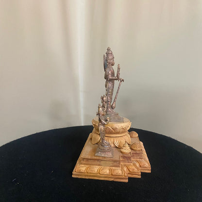 Hand Casted Copper Vishnu Darbar Idols with hand carved wooden base