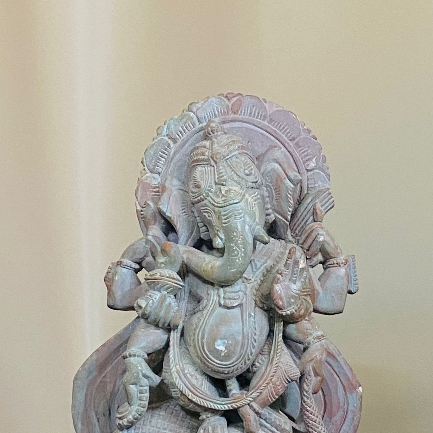 Stone Dancing Six hand Ganesh Ji on Three Headed Vasuki Serpent
