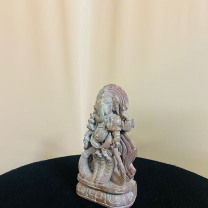 Stone Dancing Six hand Ganesh Ji on Three Headed Vasuki Serpent