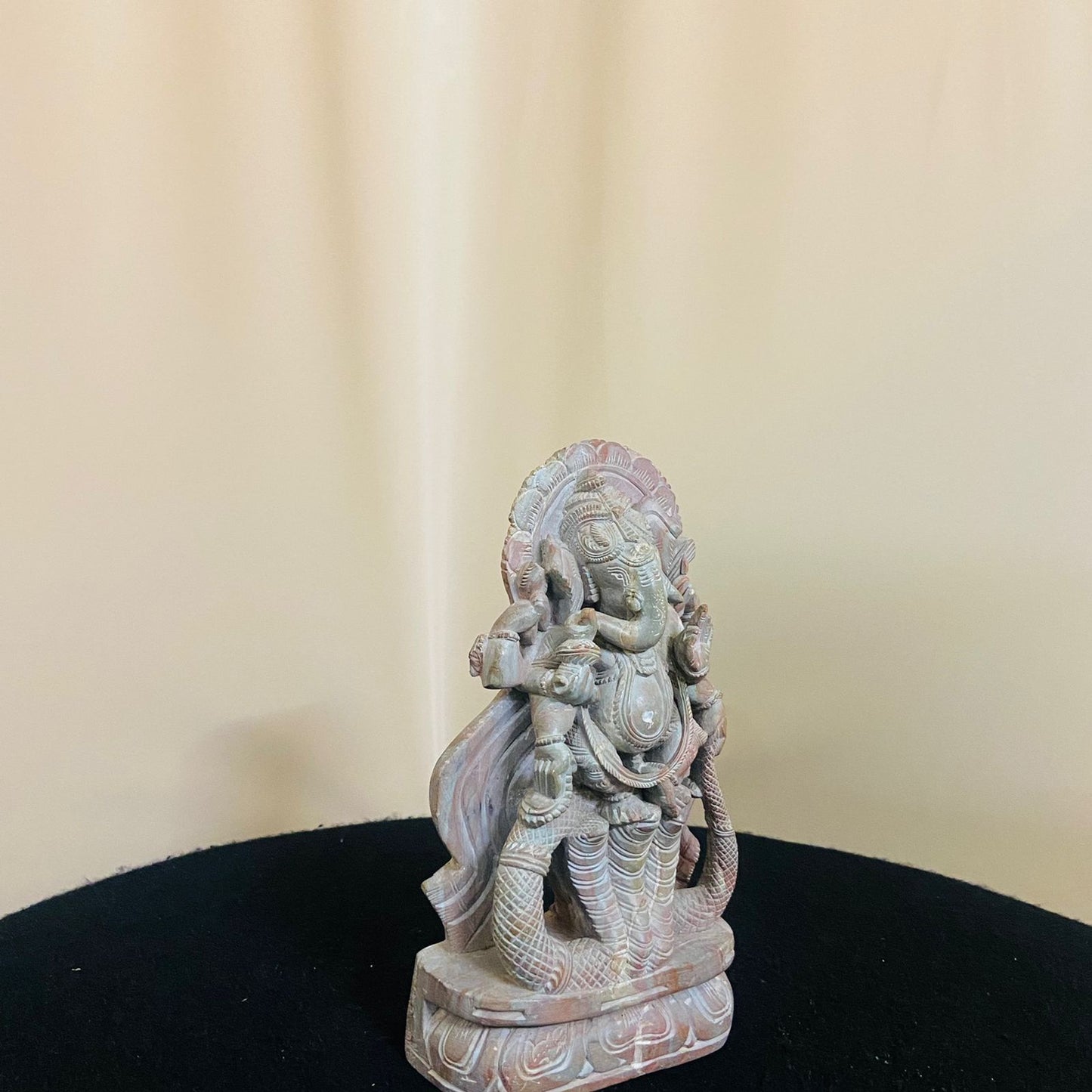 Stone Dancing Six hand Ganesh Ji on Three Headed Vasuki Serpent