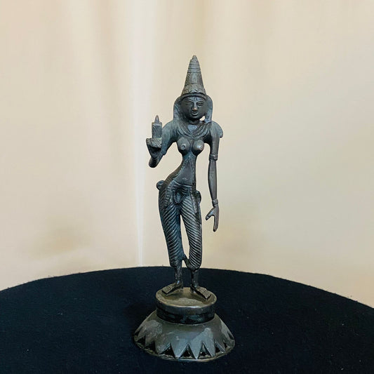 Beautiful Bronze Sculpture of Parvati devi Holding a Lotus bud