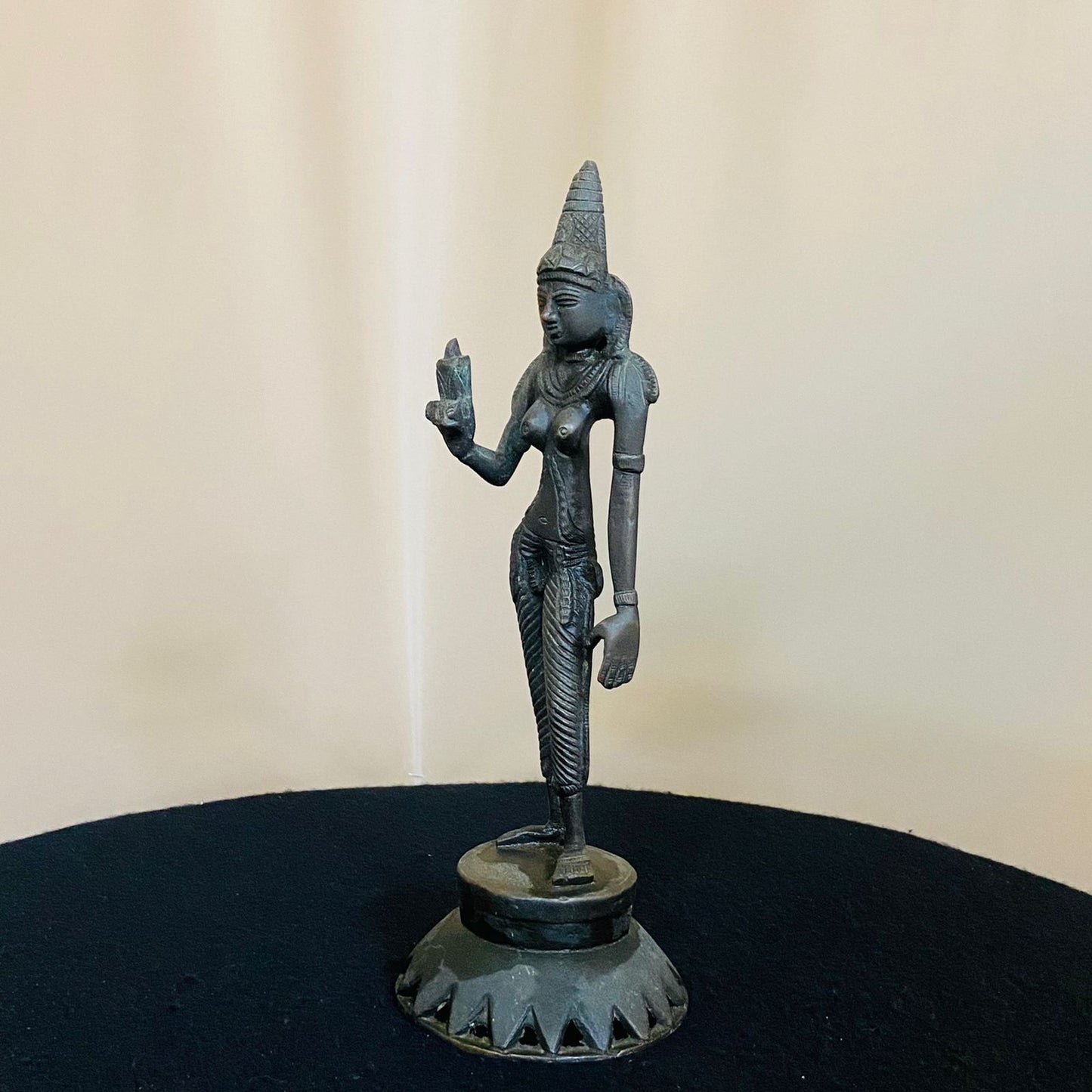 Beautiful Bronze Sculpture of Parvati devi Holding a Lotus bud