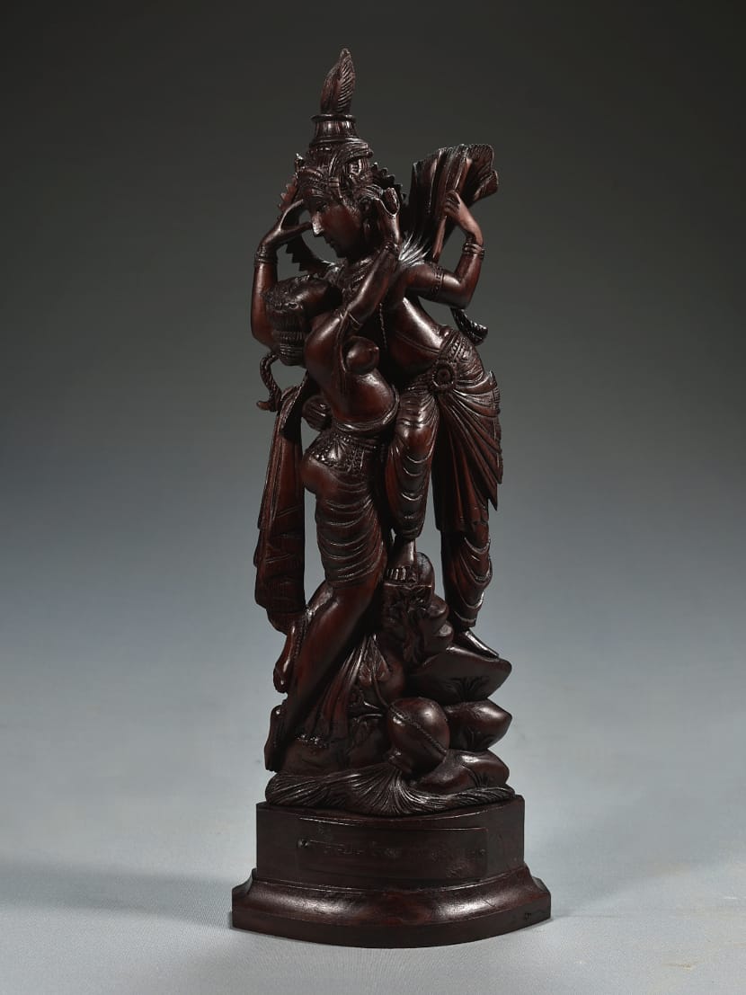 Wooden Standing Radha Krishna Hand Carved
