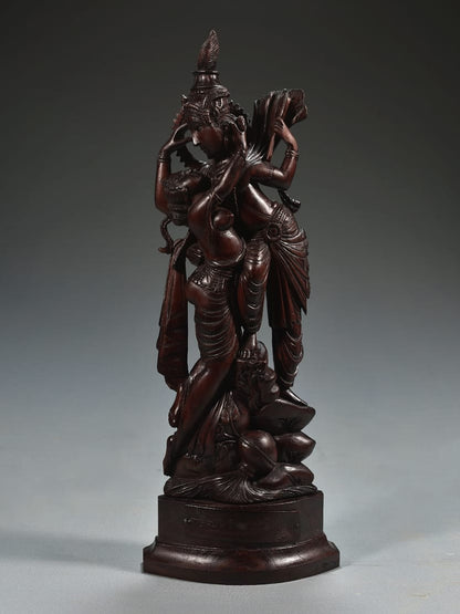 Wooden Standing Radha Krishna Hand Carved