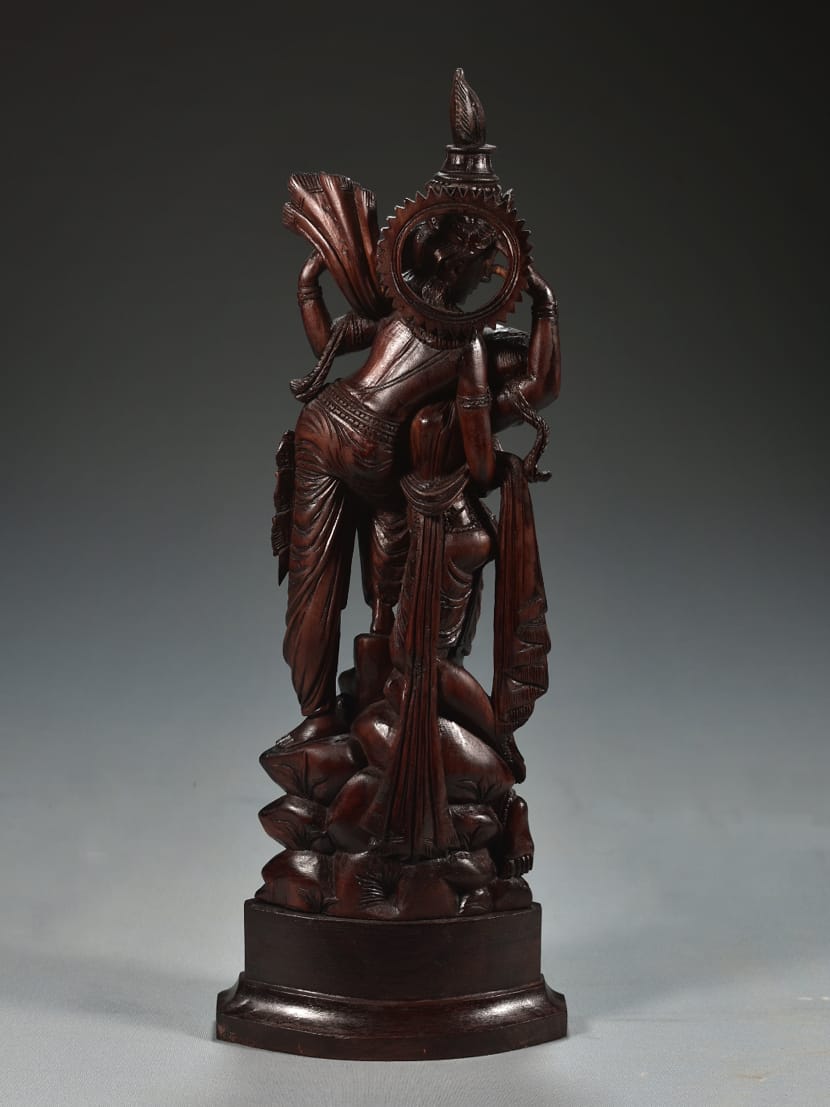 Wooden Standing Radha Krishna Hand Carved