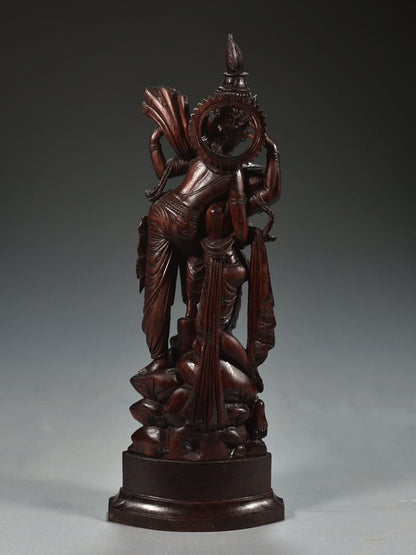 Wooden Standing Radha Krishna Hand Carved