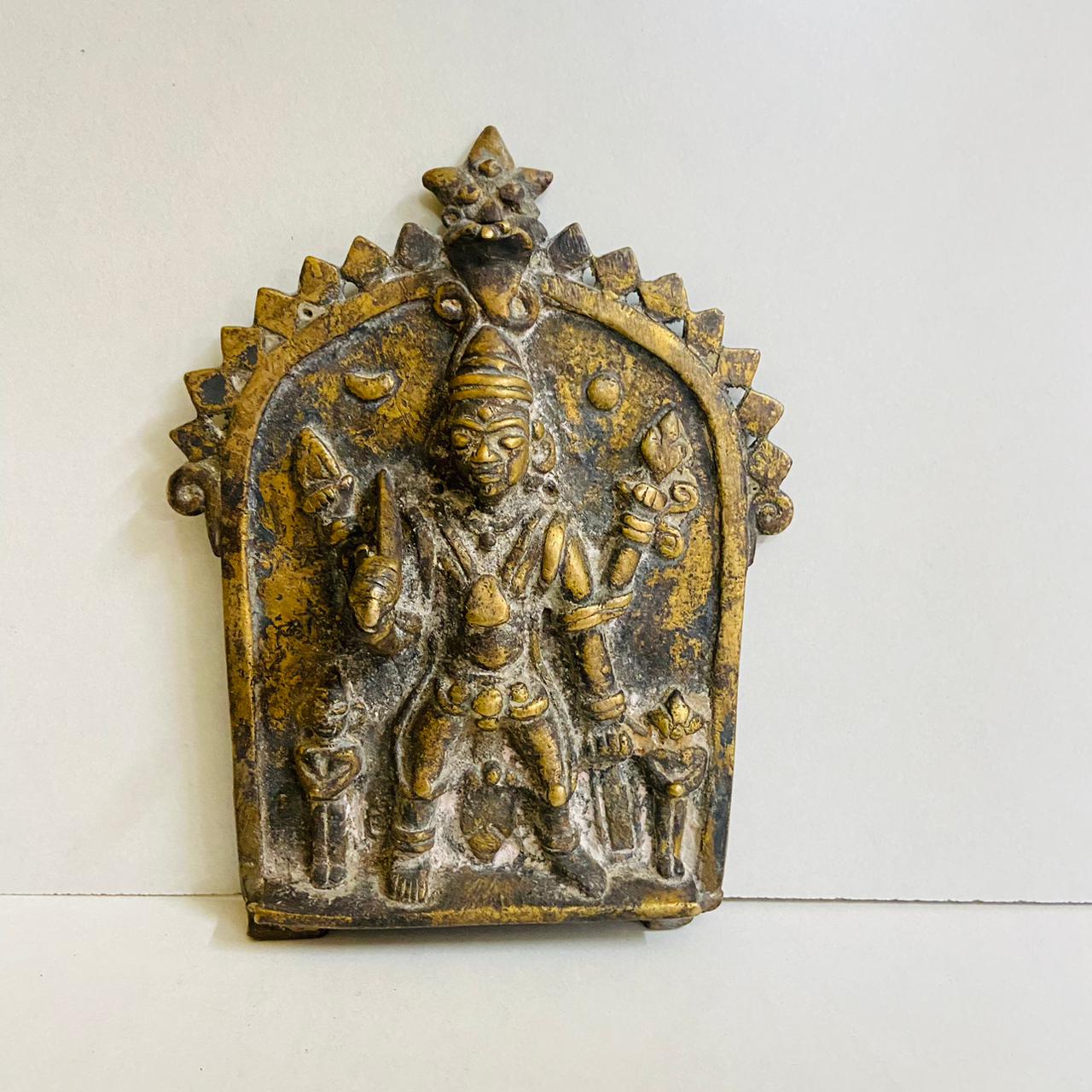 Antique Brass Veerabhadra plaque or Virabhadra Plaque