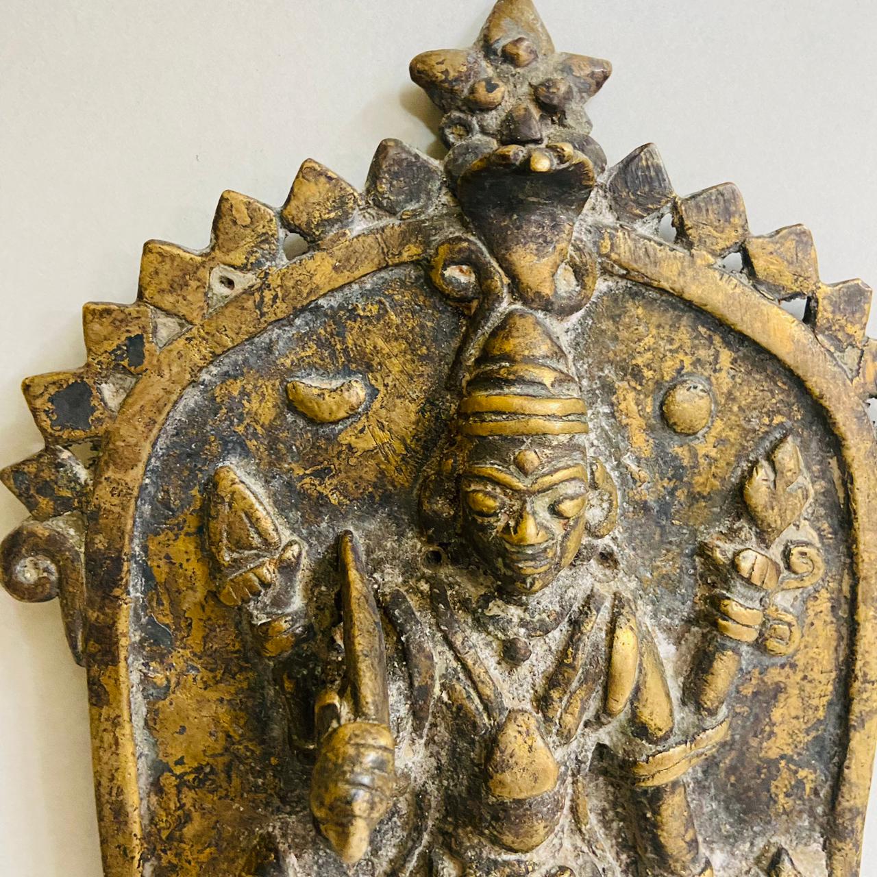 Antique Brass Veerabhadra plaque or Virabhadra Plaque