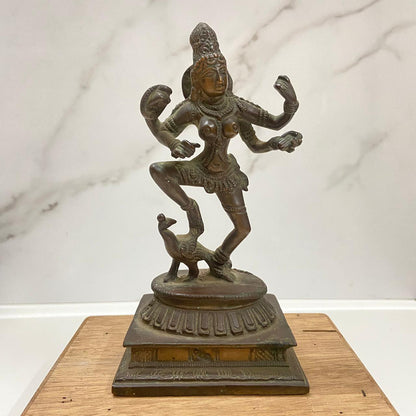 Old Bronze Goddess Saraswati Dancing on a Peacock
