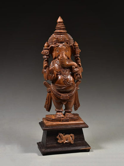Beautiful Wooden Ganesha standing statue - KhatiJi